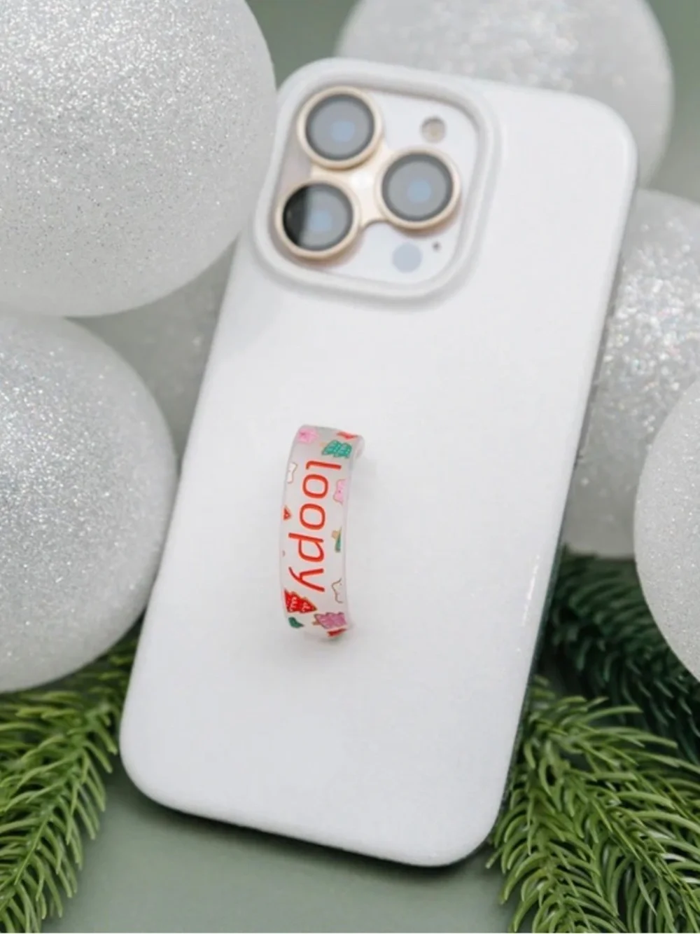 Loopy iPhone 16 Pro Max White Shimmer + New Midnight Boos Loop
